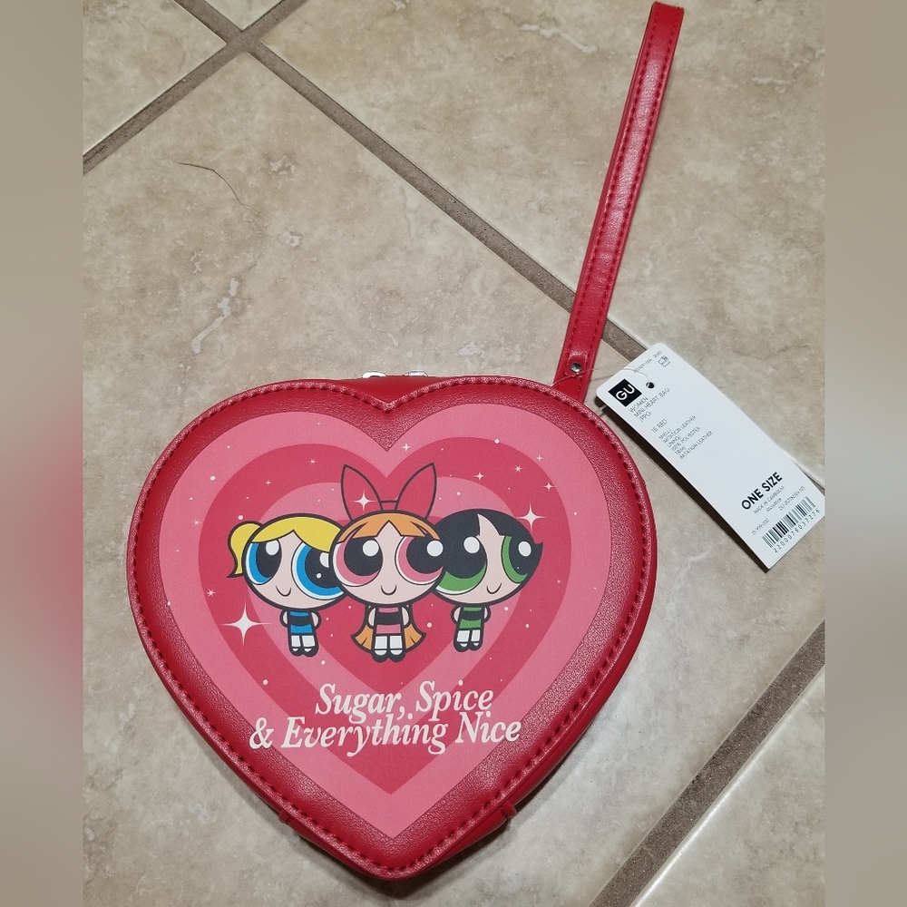 THE POWERPUFF GIRLS x GU Mini Red Heart Wristlet Bag